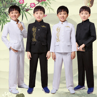 儿童中山装表演服小学生五四青年装男童民国学生装诗歌朗诵服