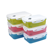 塑料三格饭盒便当盒学生儿童分格餐盒长方形成人午餐盒多色透气孔