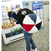 街头mm双肩包韩版帆布，潮男女个性情侣，帽子中学生书包休闲旅行背包