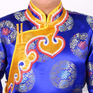 蒙古服装男士蒙古袍传统长袍，蒙古族表演出舞蹈，服男蒙古婚礼新郎服