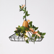北欧现代简约创意个性植物灯，田园吧台餐厅灯阳台铁艺橱窗花草吊灯