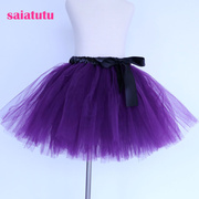 深紫色tutu儿童蓬蓬裙女公主裙，演出服跳舞蹈半身，草短裙网纱舞台装