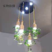 LED餐厅灯简约现代个性创意田园灯具吧台咖啡厅酒吧三头植物吊灯