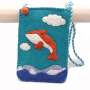 尼泊尔手工羊毛毡手机包斜挎手机袋鲸鱼小可爱海洋精灵