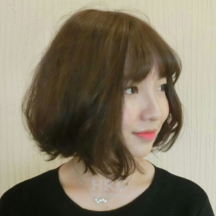 整顶真发假发套女短发真人发短直发时尚自然逼真bob头梨花全手织
