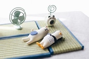 猫部杂货 夏季白熊企鹅午睡场景摆件 电风扇 榻榻米 微饰