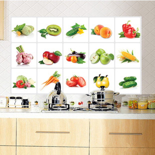 厨房水果蔬菜防油贴纸防水瓷砖自粘可移大号铝箔耐高温灶台用墙纸