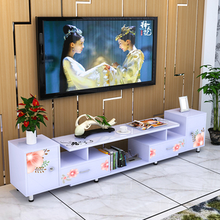 定制钢化玻璃电视柜简约现代茶几组合家具客厅小户型烤漆伸缩电视