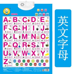 儿童宝宝学26个英语英文字母表挂图有声拼音英标发音图片墙贴全套
