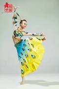 儿童傣族舞蹈服女童古装长裙民族古典演出服定制孔雀舞表演服