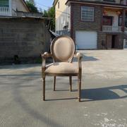 欧式餐椅复古实木做旧椅子美式休闲靠背椅酒吧椅带扶手椅美式椅子