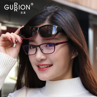 古龙近视太阳镜女近视眼镜专用宝丽来镜片偏光套镜小框驾驶镜7615