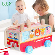 boby木质巴士车1-2-3岁婴幼儿童男宝宝敲击打地鼠大号益智力玩具