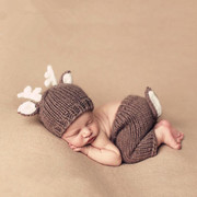 婴儿摄影服装小鹿造型衣服影楼，宝宝月子拍照服新生儿满月照相道具