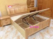 气动床 实木床现代中式床储物高箱床橡木床家具双人床1.5米现代