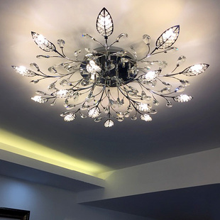 欧式圆形水晶灯客厅大灯大气，现代简约家用轻奢吸顶灯创意卧室灯具
