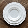 洛可可法式欧式宫廷白瓷浮雕竖条纹圆盘子 西餐盘 汤盘