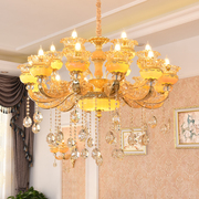 奢华天然玉石吊灯大气欧式锌合金水晶客厅灯led卧室餐厅灯具