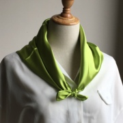 纯色小方巾职业小丝巾男女通用领巾 环保绿色小围巾植树节志愿者