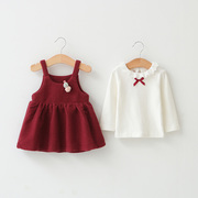 0-3女宝宝秋季套装2020休闲1-2岁婴儿童秋装背带裙两件套纯棉