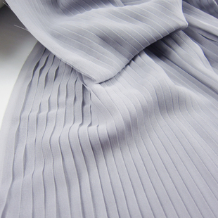 手工服装布料银灰色风琴，百褶压皱雪纺半身长裙，连衣裙面料0.5排褶