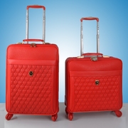 红色结婚箱18寸皮行李箱包，女士拉杆箱万向轮旅行箱密码登机箱子