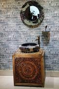 中式实木浴室柜复古中国风台盆柜组合台上盆洗手柜洗漱台 荷韵