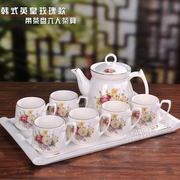 简约欧式礼盒装带托盘家用茶壶茶杯陶瓷整套茶具，茶盘套装