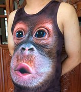 大猩猩背心男创意个性印花搞怪3D动物猴子短t恤大码衣服无袖马甲