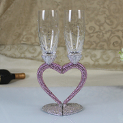 创意情侣高脚杯2个对杯，礼盒套装西式婚礼，粉色香槟杯小号敬酒杯