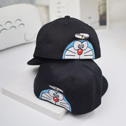 亲子帽机器猫个性潮儿童嘻哈帽街舞帽卡通平沿鸭舌帽春秋季棒球帽