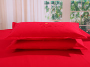 纯棉老粗布床单床品三件套四件套婚庆大红套件刺绣结婚 不掉色