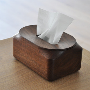 纸巾盒不然otherwise黑胡桃，实木抽取式纸巾盒纸抽
