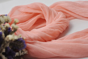 韩版珊瑚粉橙纯色真丝围巾桑蚕丝褶皱丝巾女士春秋围脖保暖围巾