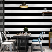 黑白色竖条纹墙纸现代简约客厅，卧室咖啡馆餐厅服装店电视背景壁纸