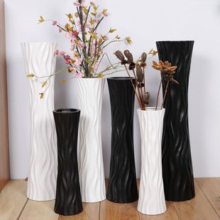 陶瓷落地白色简约时尚欧式现代创意客厅，摆件干花绢花大花瓶装饰品