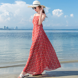 巴厘岛海滩性感露背沙滩裙女夏三亚(夏三亚)显瘦海边度假波西米亚长裙