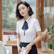 白色职业衬衫女短袖，夏韩版空姐前台面试工作服修身正装ol百搭