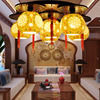 新中式古典陶瓷led圆形客厅顶灯仿古餐厅卧室书房简约木艺吸顶灯