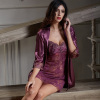 法式高级感真丝性感蕾丝紫色吊带睡裙套装女夏睡袍睡衣大码两件套