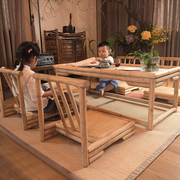 榻榻米组合桌椅飘窗桌茶几小桌子椅子炕桌炕几矮茶桌竹藤手工编织