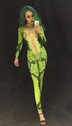 蟒蛇纹绿色女歌手gogo走秀酒吧青蛇印花连体成人舞蹈台扮演出衣服