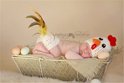 新生婴儿童拍照衣服宝宝百天满月影楼摄影服饰小鸡毛线造型道具