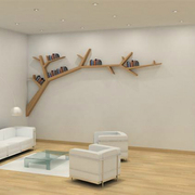 儿童树形书架创意隔板置物架实木，壁挂背景墙个性，客厅装饰墙面书架