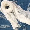 后素白色亚麻长款流苏，围巾植物染扎染专用围巾mm60180