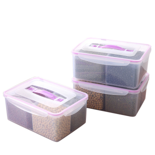 手提大容量密封分格，保鲜盒塑料果盒储物箱杂粮，谷物厨房收纳盒带盖