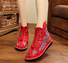 2023春季老北京布鞋女士绣花鞋，红色平底新娘鞋，短靴高帮单鞋民族风