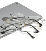 近视眼镜 男女 半框 超轻记忆钛镜架配近视眼镜成品100/1000度