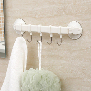 日本创意厨房浴室移动衣架毛巾架 强力无痕吸盘免钉挂钩挂架