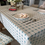 日式小格子加厚棉麻桌布布艺 餐桌布长方形茶几桌布盖布定制